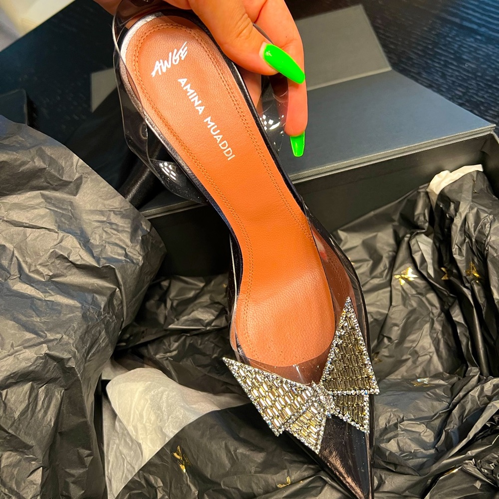 Amina Muaddi Phoenix Sling shoes, perfect condition